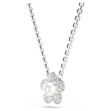 Ariana Grande x Swarovski pendant, Crystal Pearl, Round cut, Flower, White, Rhodium plated image 3
