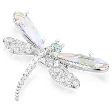 Ariana Grande x Swarovski pendant and brooch, Crystal Pearl, Mixed cuts, Dragonfly, White, Rhodium plated image 5