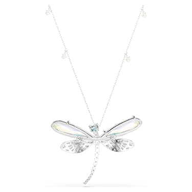Ariana Grande x Swarovski pendant and brooch, Crystal Pearl, Mixed cuts, Dragonfly, White, Rhodium plated image 4