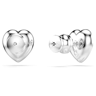 Ariana Grande x Swarovski stud earrings, Mixed cuts, Heart, White, Rhodium plated image 4