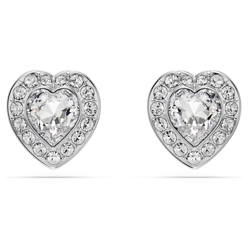 Ariana Grande x Swarovski stud earrings, Mixed cuts, Heart, White, Rhodium plated image 1
