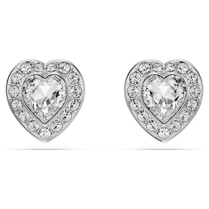 Ariana Grande x Swarovski stud earrings, Mixed cuts, Heart, White, Rhodium plated image 1