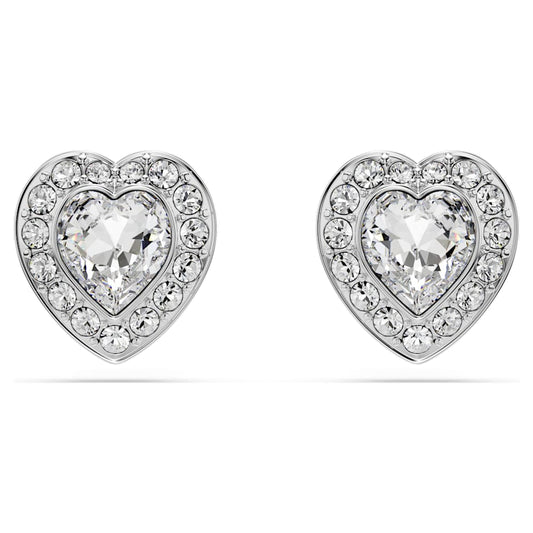 Ariana Grande x Swarovski stud earrings, Mixed cuts, Heart, White, Rhodium plated image 1