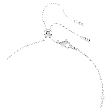 Ariana Grande x Swarovski Y necklace, Mixed cuts, Crystal pearl, Heart, White, Rhodium plated image 4