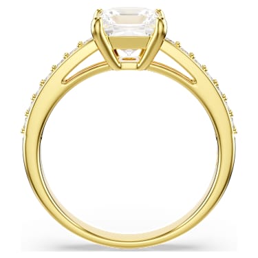 Attract ring, Square cut, Pave, White, 18K gold finish image 3