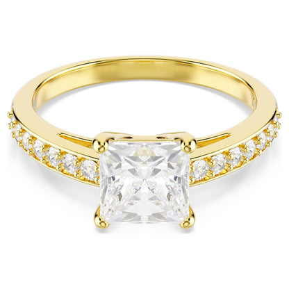 Attract ring, Square cut, Pave, White, 18K gold finish image 1