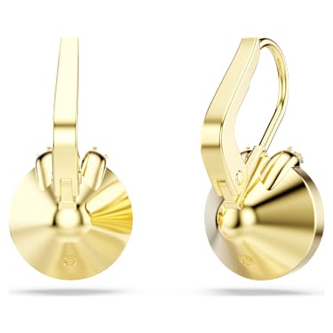 Bella V drop earrings, Round cut, Green, 18K gold finish image 4