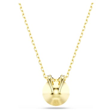 Bella V pendant, Round cut, Green, 18K gold finish image 5