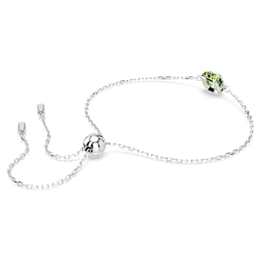 Birthstone bracelet, Square cut, August, Green, Rhodium plated image 4