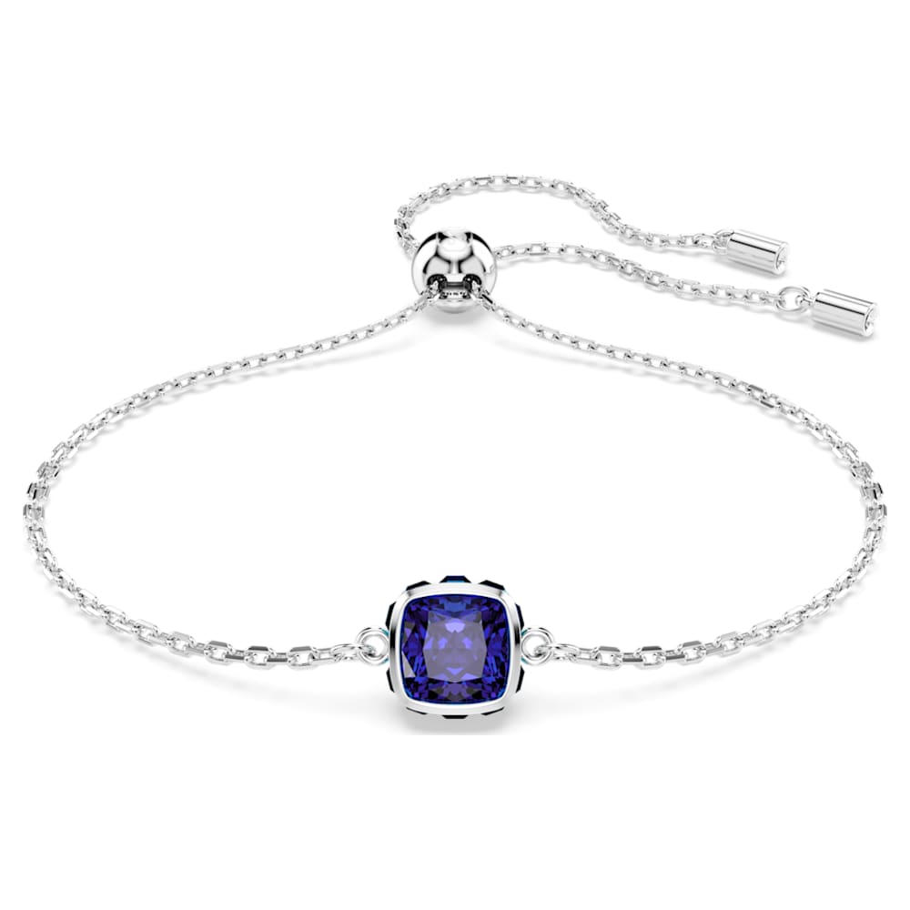 Birthstone bracelet, Square cut, August, Green, Rhodium plated image 6