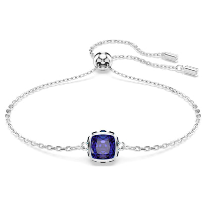 Birthstone bracelet, Square cut, August, Green, Rhodium plated image 6