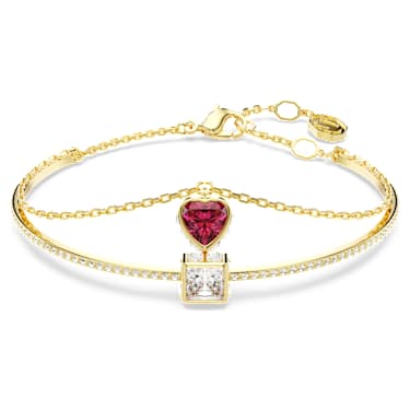 Chroma bangle, Heart, Red, 18K gold finish image 5
