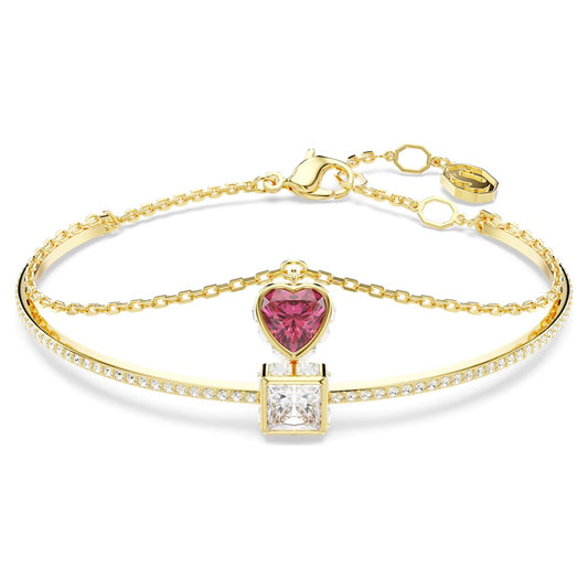 Chroma bangle, Heart, Red, 18K gold finish image 1
