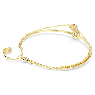 Chroma bangle, Heart, Red, 18K gold finish image 4
