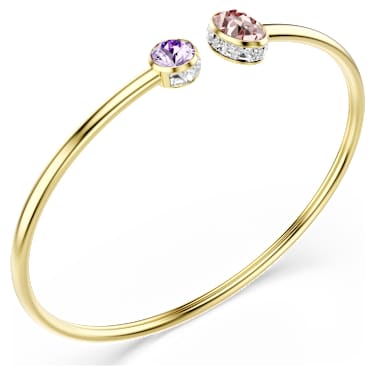 Chroma bangle, Mixed cuts, Multicolored, 18K gold finish image 3