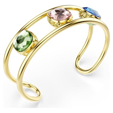 Chroma cuff, Cushion cut, Multicolored, 18K gold finish image 3