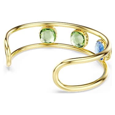 Chroma cuff, Cushion cut, Multicolored, 18K gold finish image 4