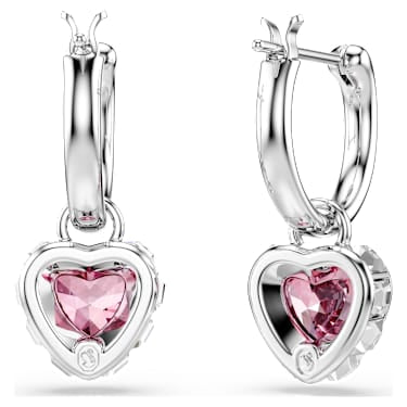 Chroma drop earrings, Heart, Pink, Rhodium plated image 4