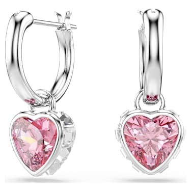 Chroma drop earrings, Heart, Pink, Rhodium plated image 5
