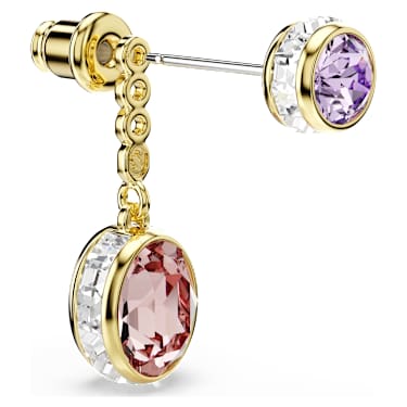 Chroma drop earrings, Mixed cuts, Multicolored, 18K gold finish image 3