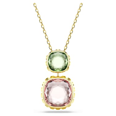 Chroma pendant, Cushion cut, Multicolored, 18K gold finish image 5