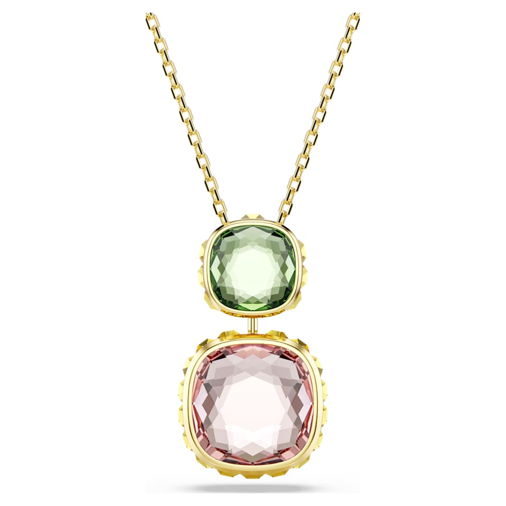 Chroma pendant, Cushion cut, Multicolored, 18K gold finish image 1