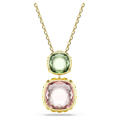 Chroma pendant, Cushion cut, Multicolored, 18K gold finish image 1