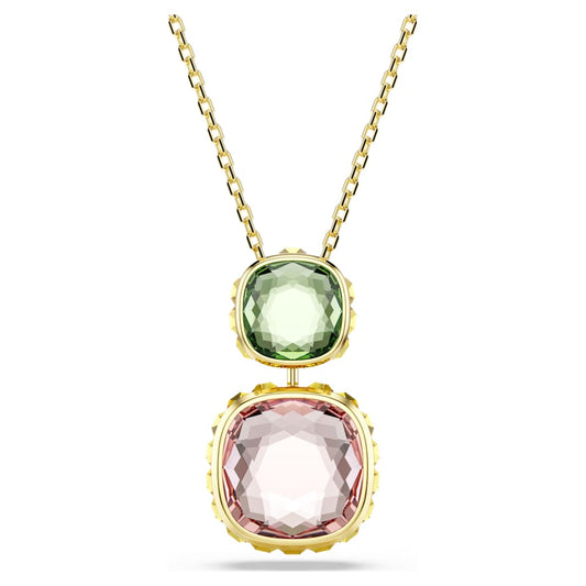 Chroma pendant, Cushion cut, Multicolored, 18K gold finish image 1