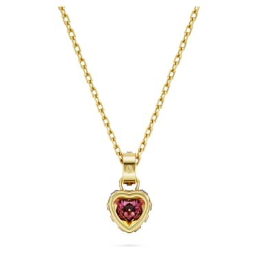Chroma pendant, Heart, Red, 18K gold finish image 4