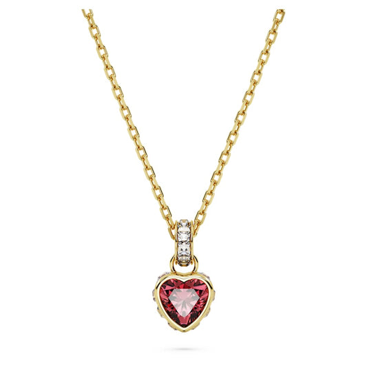 Chroma pendant, Heart, Red, 18K gold finish image 1