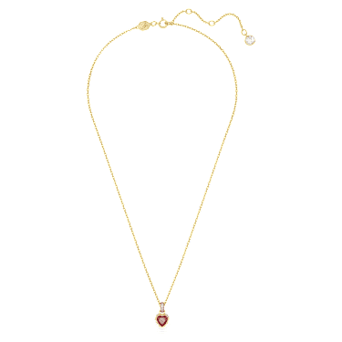 Chroma pendant, Heart, Red, 18K gold finish image 2