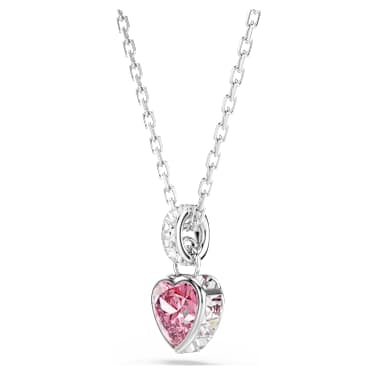 Chroma pendant, Mixed cuts, Pink, Rhodium plated image 3