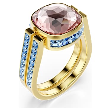Chroma ring, Cushion cut, Multicolored, 18K gold finish image 2