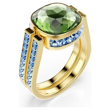 Chroma ring, Cushion cut, Multicolored, 18K gold finish image 3
