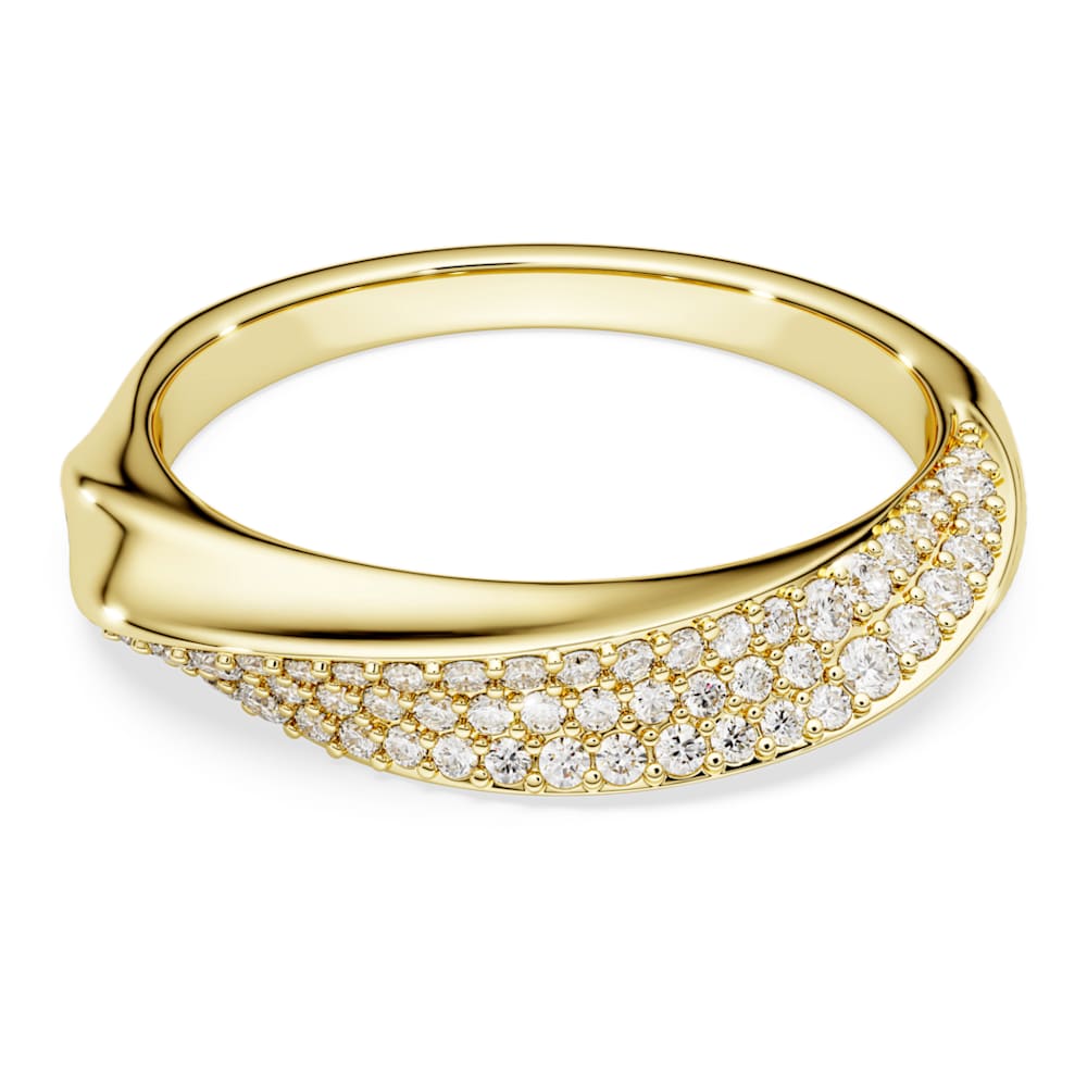 Classica band ring, Round cut, White, Sterling silver, 18K gold finish image 1