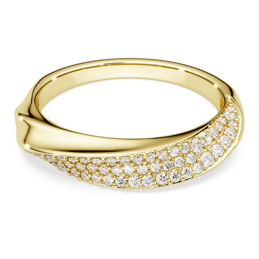 Classica band ring, Round cut, White, Sterling silver, 18K gold finish image 1