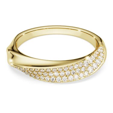 Classica band ring, Round cut, White, Sterling silver, 18K gold finish image 5