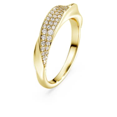 Classica band ring, Round cut, White, Sterling silver, 18K gold finish image 2