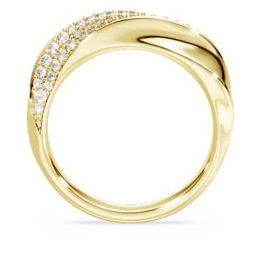 Classica band ring, Round cut, White, Sterling silver, 18K gold finish image 3
