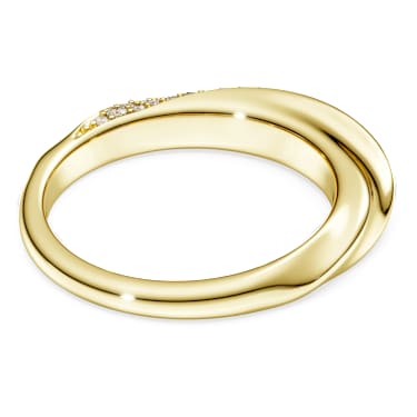 Classica band ring, Round cut, White, Sterling silver, 18K gold finish image 4