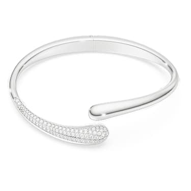 Classica bangle, Intertwining, Round cut, White, Sterling silver image 5