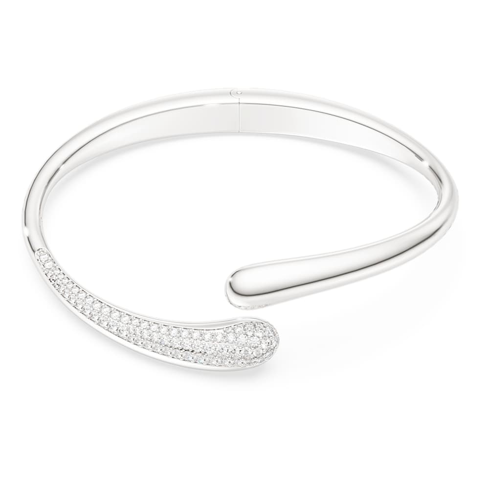 Classica bangle, Intertwining, Round cut, White, Sterling silver image 1