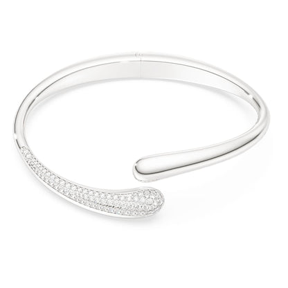 Classica bangle, Intertwining, Round cut, White, Sterling silver image 1