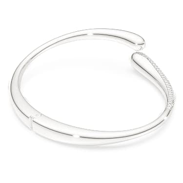 Classica bangle, Intertwining, Round cut, White, Sterling silver image 4