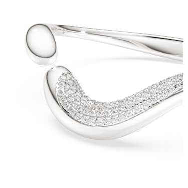 Classica bangle, Open, Round cut, White, Sterling silver image 2