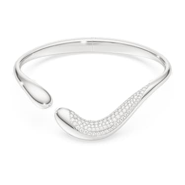 Classica bangle, Open, Round cut, White, Sterling silver image 5