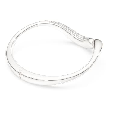 Classica bangle, Open, Round cut, White, Sterling silver image 4