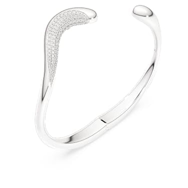 Classica bangle, Open, Round cut, White, Sterling silver image 3