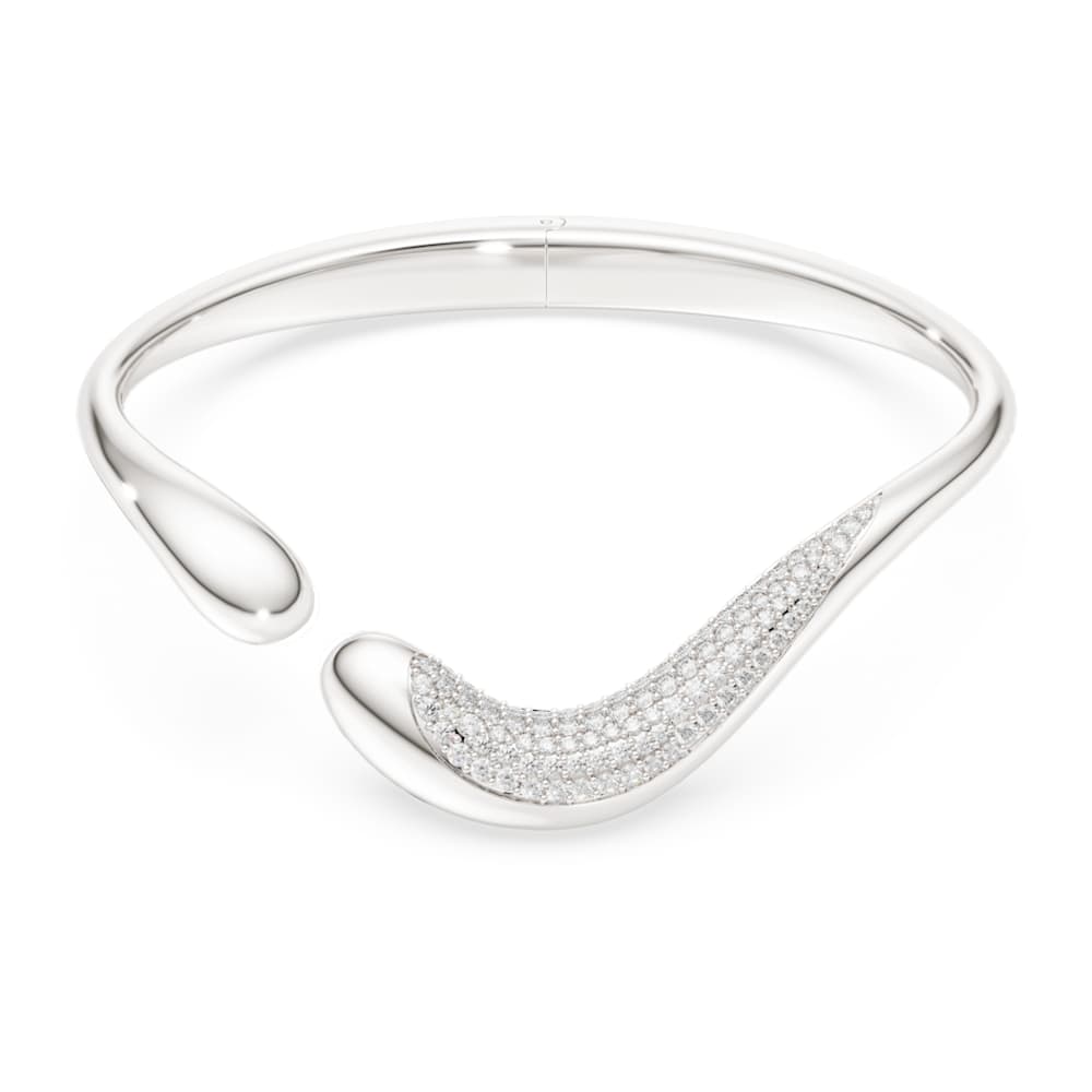 Classica bangle, Open, Round cut, White, Sterling silver image 1