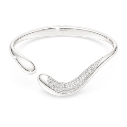 Classica bangle, Open, Round cut, White, Sterling silver image 1